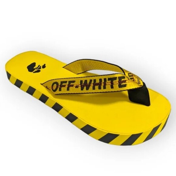 NIB - Off-White Yellow Black Industrial Belt Flip Flop, 42 (8.5US)